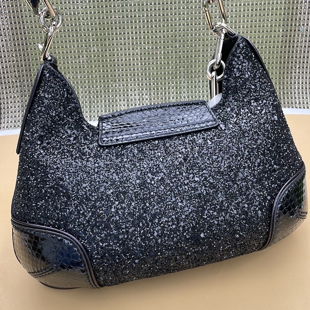 Michael Kors Collection Bancroft Medium Glitter and Snakeskin Shoulder Bag - Picture 8 of 15